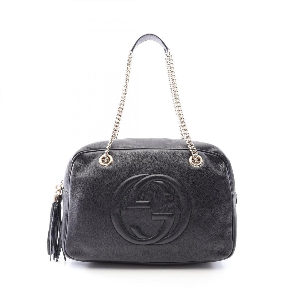 Gucci Soho Interlocking G Shoulder Bag Leather Black